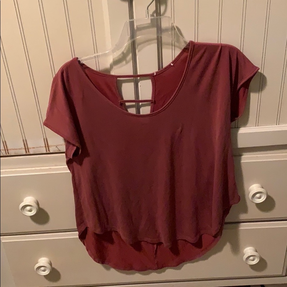 Muted red flowy tee
